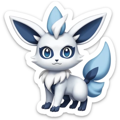 Meowstic-Absol-Minccino-Glaceon-Pokémon-Fakémon-hybrid-creature (full body) sticker