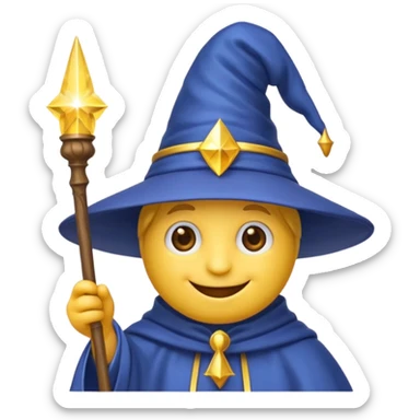 Einen Gelben Emoji mit zauber hut und zauberstab sticker