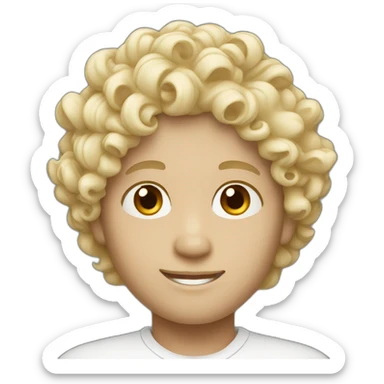 A curl head boy with a white skin tone  sticker