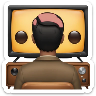 man with black hair seen from behind watching television sticker