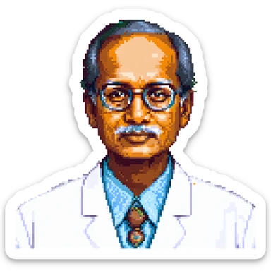 A portrait of Dr. V. Arunachalam, M.B.B.S. sticker
