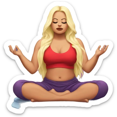 Trisha Paytas meditating red sticker