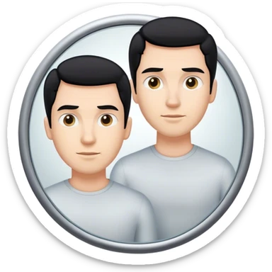 person black hair caucasian man looking at me through a mirror. standing there sticker