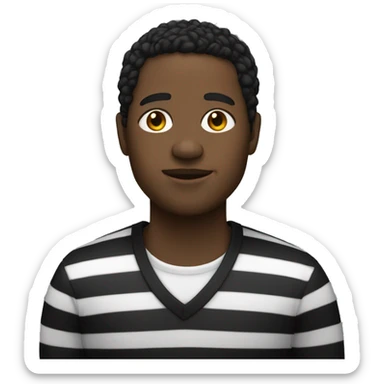 Black man in black and white striped clothes sticker