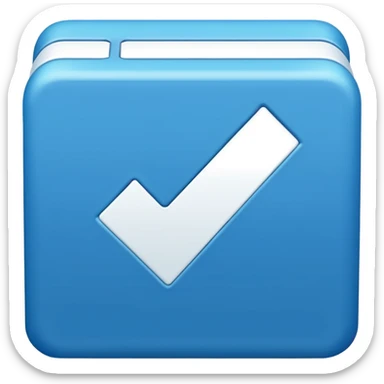 Blue box with a white check mark in the middle of the blue box that is a little bit tilted to the right  sticker