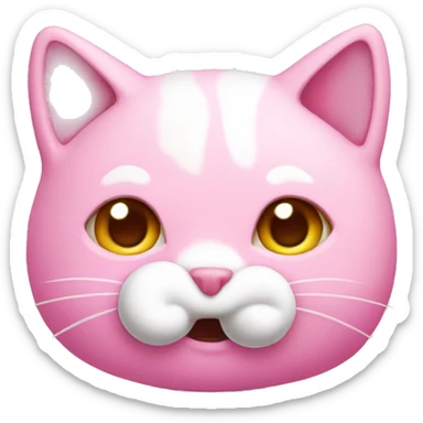 Pink cat with marshmallow  sticker