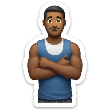 A man putting his right hand on lift side of his chest  sticker