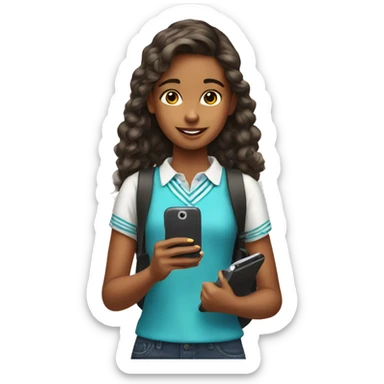 preppy preteen girl with cellphone sticker