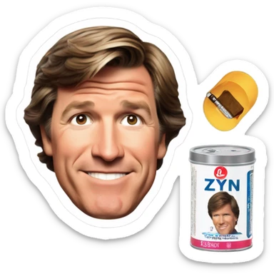 tucker carlson with zyn nicotine pouch tin sticker