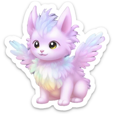 Shiny Innocent Shy Baby Sparkly Colorful Pastel Fluffy beautiful fantasy Kawaii Ethereal Sona Fakemon-animal Full Body sticker