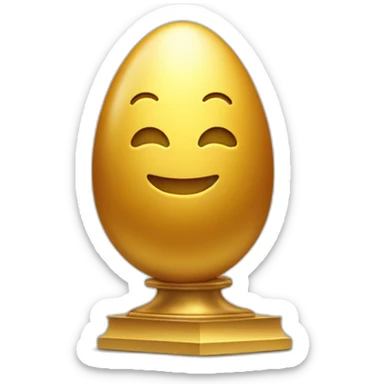 smiling golden egg on a pedestal sticker