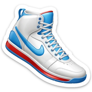 basketball sneaker object icon, high-top shoes, sporty design, glossy details, 3D cartoon, mobile game icon style, centered, clean background, no text, no watermark
 sticker