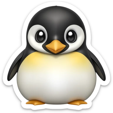 cinematic-cute-emperor-penguin-portrait-emoji,-head-tilted-playfully-and-inquisitively,-with-glossy,-pristine-plumage,-sparkling-eyes-filled-with-curiosity,-simplified-yet-irresistibly-adorable-features, black, large black eyes face, zoomed in sticker
