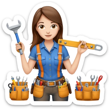 beautiful girl with long brown hair constructing new lounge room area sticker