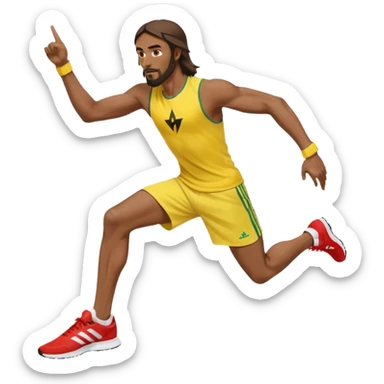 jesus in adidas clothes looking cool doing Usain bolt's move sticker