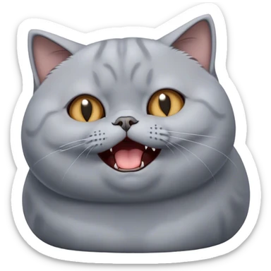 Cinematic Comical Grey British Shorthair Cat Portrait Emoji, Head tilted dramatically while yawning exaggeratedly, round and plump body with sleek soft grey fur and subtle blue undertones, Simplified yet hilariously adorable features, highly detailed, glowing with an almost sarcastic glow, high shine, a mix of lazy and disinterested, stylized with a touch of playful whimsy, bright and alert but with a hilariously bored expression, soft glowing outline, capturing the essence of a mischievous yet overly dramatic kitty, so meme-worthy it feels like it could leap off the screen and sarcastically demand attention, perfect for the internet's next viral meme! sticker