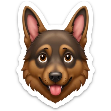 cartoon style dark German Shepherd dog with its tongue hanging out long sticker