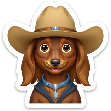 long hair daschund with a cowboy hat sticker