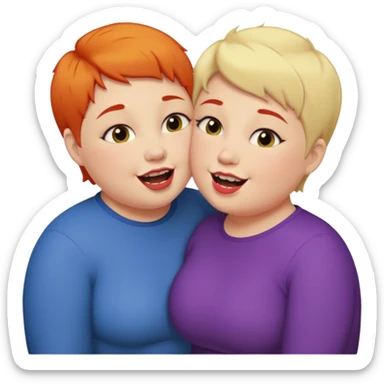 Chubby ugly lesbian kissing tall butch lesbian with huge teeth and short hair sticker