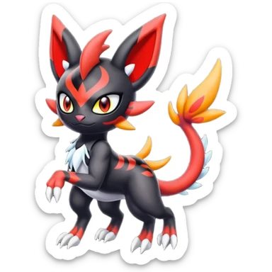 Colorful Meloetta-Litten-Guilmon-Darkrai-Pokémon-Fakémon-fusion-hybrid-creature sticker