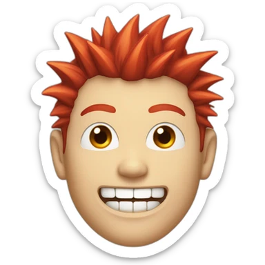 japanese-red-spiked-haired-guy, sharp-teeth sticker
