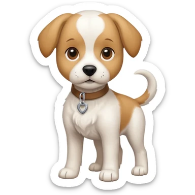 a full body white beagle x maltese x chi dog the size of a kelpie with light brown ears and a light brown patch on one eye sticker