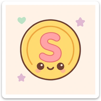 cute kawaii style coin with the letter S sticker