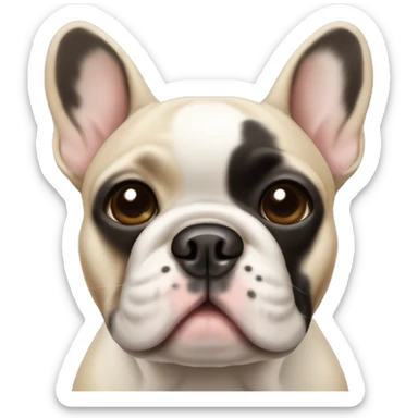 beige french bulldog with white center face and a black skin spot on the nose sticker