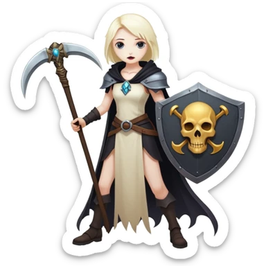 Necromancer girl with scythe and shield, dead mage sticker