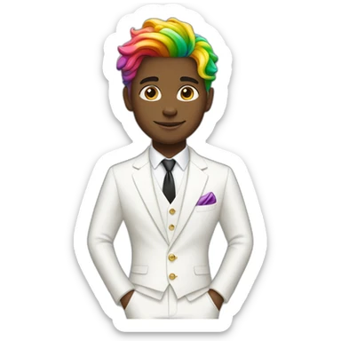 Posh-boy-with-white-suit-and-rainbow-unicorn-hair sticker