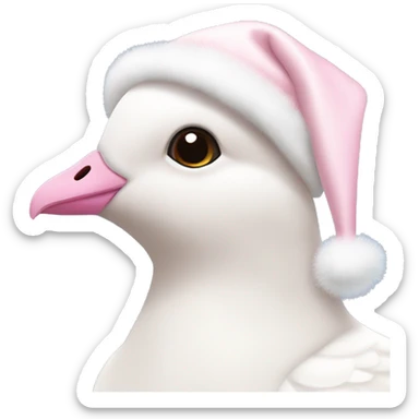 light pink beautiful magestic dove wearing light pink and white christmas hat  sticker