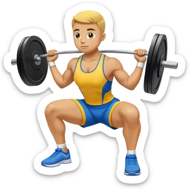 yellow and blue clothes athlete weighted squats sticker