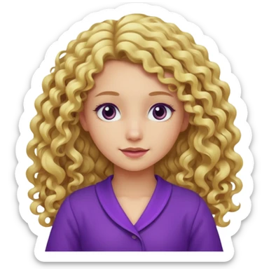 A blonde long cute curly hair make a really everything purple sticker