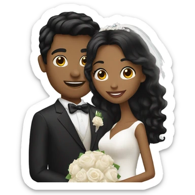 Black hair woman and blond white man getting married sticker