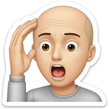 A man with his mouth open hits himself on the cheek with his hand with shocked face sticker