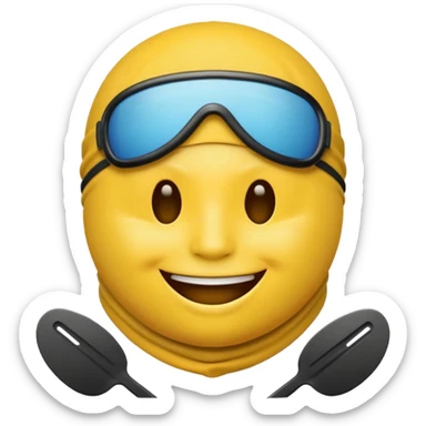 Regular round yellow emoji face wearing a ski mask and grills sticker