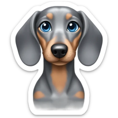 dapple grey dachshund with blue eyes with ears sticker