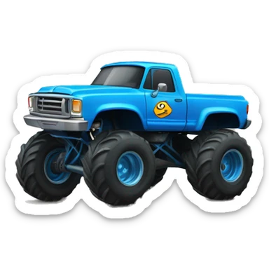 big wheels blue Monster truck happy  sticker