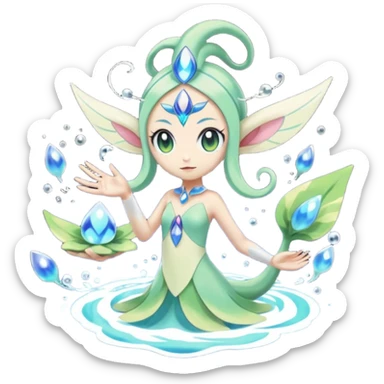 Meloetta-Celebi-Primarina-Cresselia-Fakémon-fusion, full body sticker
