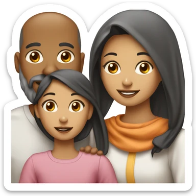 Moslem family. Father. Mother. 12 years old daughter. 6 years old daughter. Baby daughter sticker