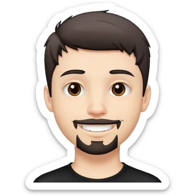 Cute white male, short dark colored hair and goatee, nose and lip piercing, emo smiling sticker