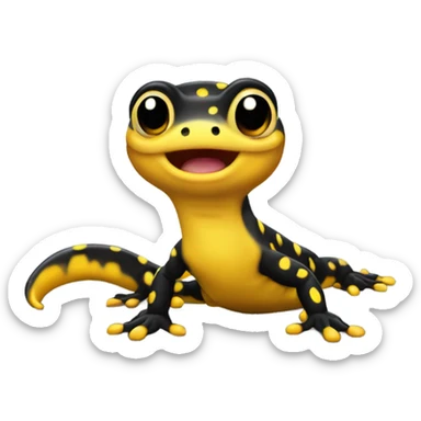 Spotted  black yellow salamander super excited  sticker