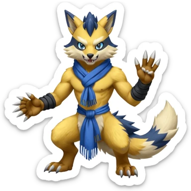 Shiny furry cool Zeraora-Renamon-Obstagoon-fusion sticker