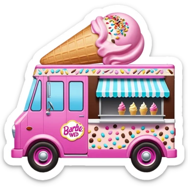 Barbie’s 4wd 1924 racing ice cream with chocolate, nuts and sprinkles dream house food truck  sticker