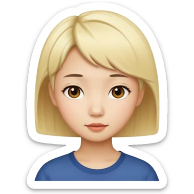 Short hair blonde Asian girl sticker