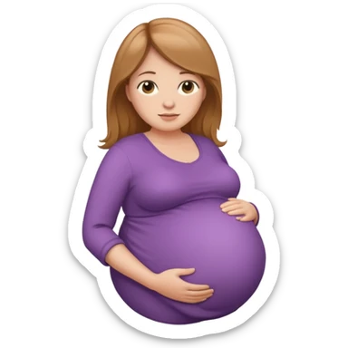very heavily pregnant overdue woman with super  huge round belly sticker