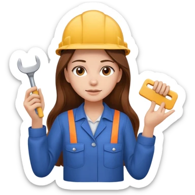 beautiful girl with long brown hair constructing new bathroom sticker