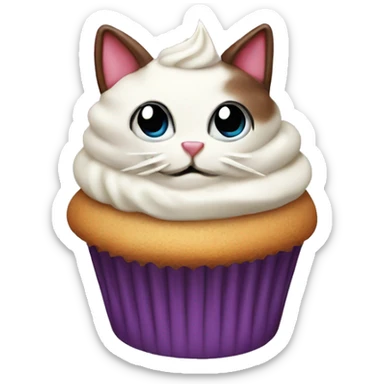 Cupcake with a Cat head and cream on top sticker