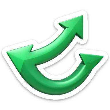 iOS-style 3D emoji: a glossy green arrow curving upward sticker