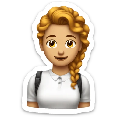 una chica pelirroja con pelo corto un poco ondulado, besando en la mejilla a un chico pelo rizado y con piel clara  sticker